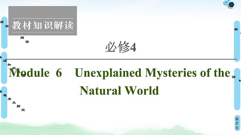 2022版高考英语（外研版）一轮复习课件：必修4 Module 6 Unexplained Mysteries of the Natural World第1页