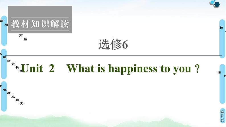 2022版高考英语（译林版）一轮复习课件： 选修6 Unit 2 What is happiness to you？第1页