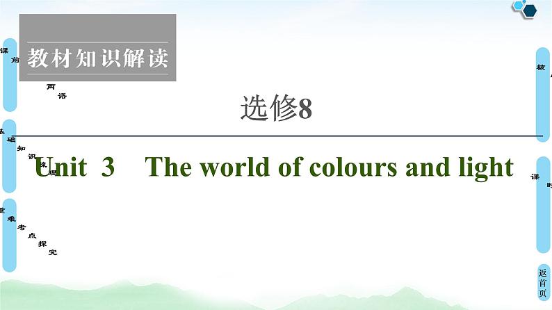 2022版高考英语（译林版）一轮复习课件： 选修8 Unit 3 The world of colours and light第1页