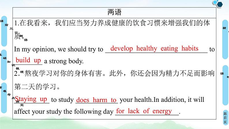 2022版高考英语（外研版）一轮复习课件：必修2 Module 1 Our Body and Healthy Habits04