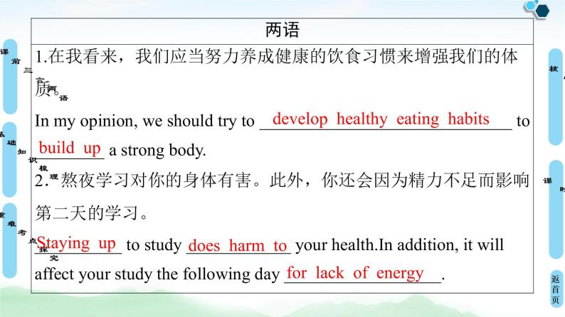 2022版高考英语（外研版）一轮复习课件：必修2 Module 1 Our Body and Healthy Habits04