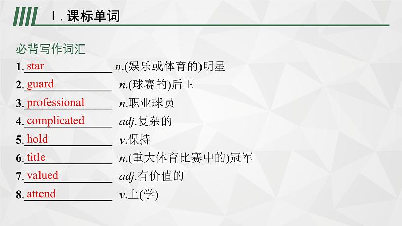 （新高考）2022届高中英语外研版一轮复习 选修7 必备预习案 Module 1 Basketball 精品课件第2页