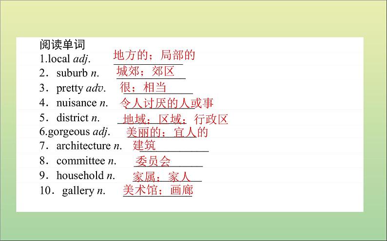 2022高考英语一轮复习Module4ASocialSurvey—MyNeighbourhood课件外研版必修108