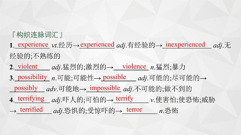 （新高考）2022届高中英语外研版一轮复习 必修3 必备预习案 Module 3 The Violence of Nature 精品课件07