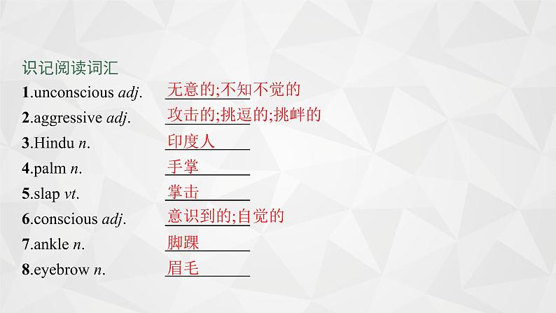 （新高考）2022届高中英语外研版一轮复习 必修4 必备预习案 Module 3 Body Language and Non-verbal Communication 精品课件第5页