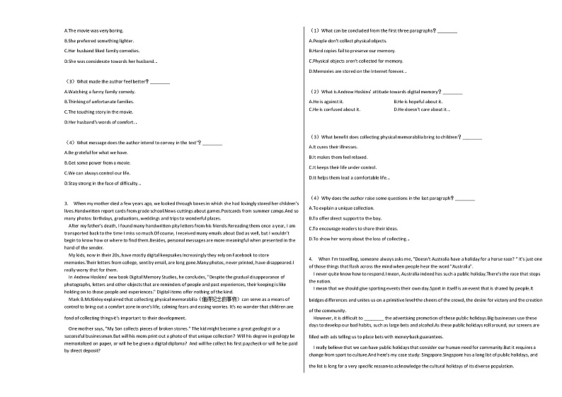 2020-2021学年山东省菏泽市高三（上）期中英语试卷人教版02