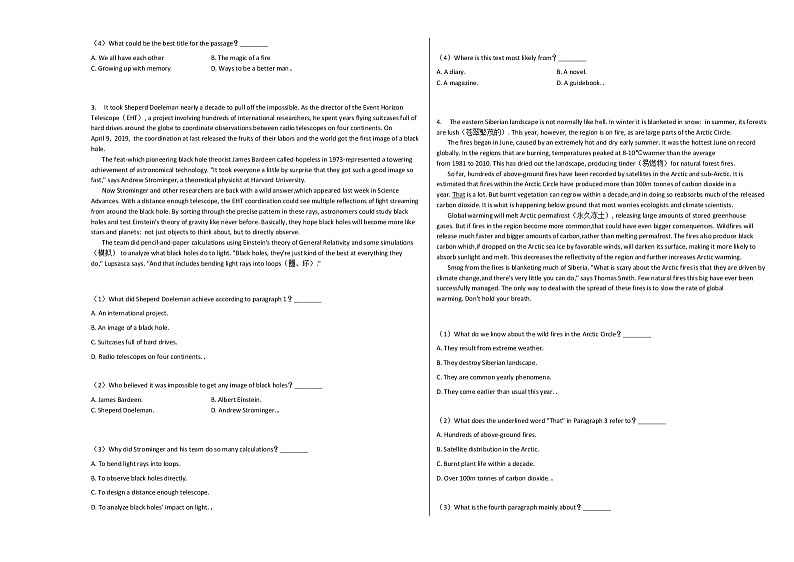 2020-2021学年福建省泉州市联考高三（上）期中英语试卷人教版第2页