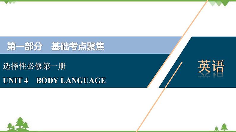 新教材2022新高考英语人教版一轮总复习课件：选择性必修第一册+UNIT+4　BODY+LANGUAGE第1页