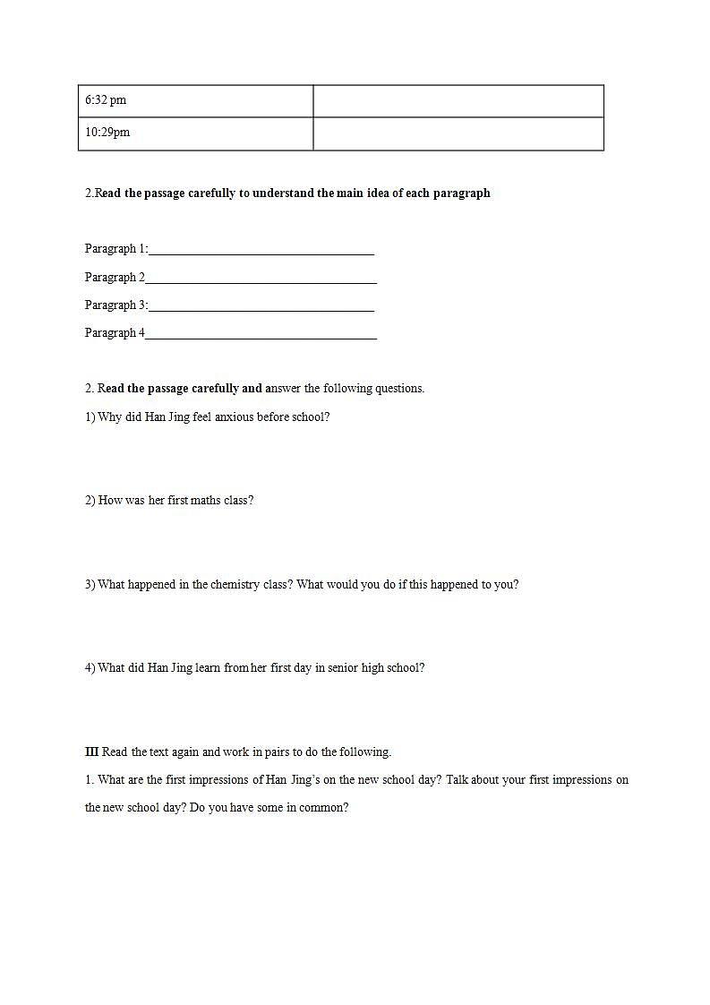 人教版英语必修第一册Welcome《unit Period 2 Reading and Thinking》导学案02