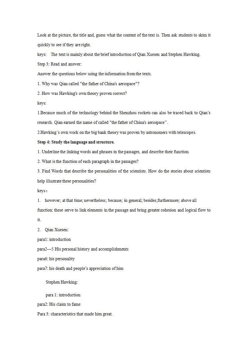 人教版英语选择性必修二：Unit1《5Using language Reading for writing》教学设计第2页