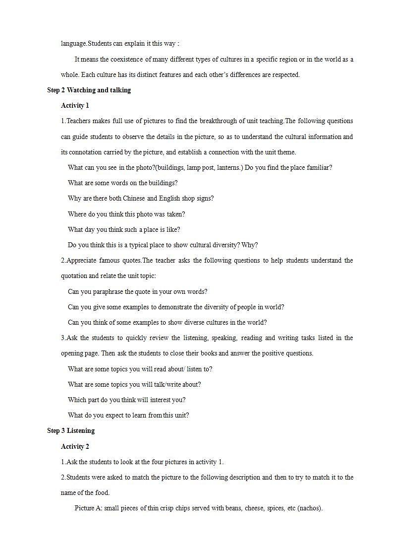 人教版英语必修第三册：3.1《Listening and Speaking》教案03