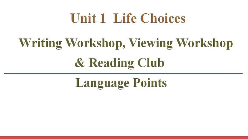 北师大版（2019版)高中英语必修一 课件 Unit 1 Writing Workshop，Viewing Workshop & Reading Club01