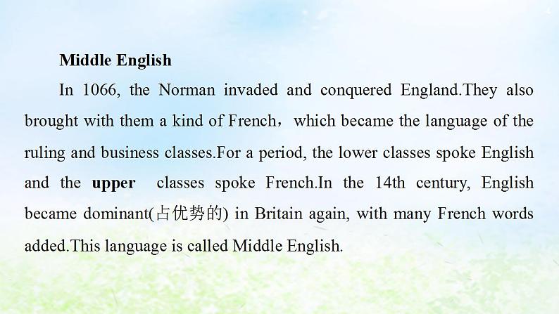 人教版高中英语必修1 Unit 2 English around the world SectionⅠWarming Up Pre_reading&Reading 课件04