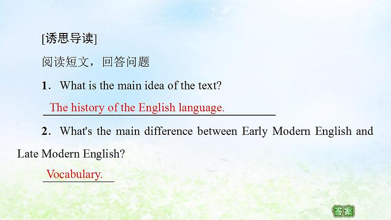 人教版高中英语必修1 Unit 2 English around the world SectionⅠWarming Up Pre_reading&Reading 课件08