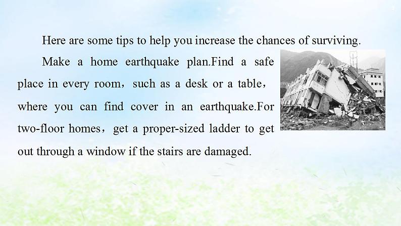 人教版高中英语必修1 Unit 4 Earthquakes SectionⅠWarming Up Pre_reading&Reading 课件03