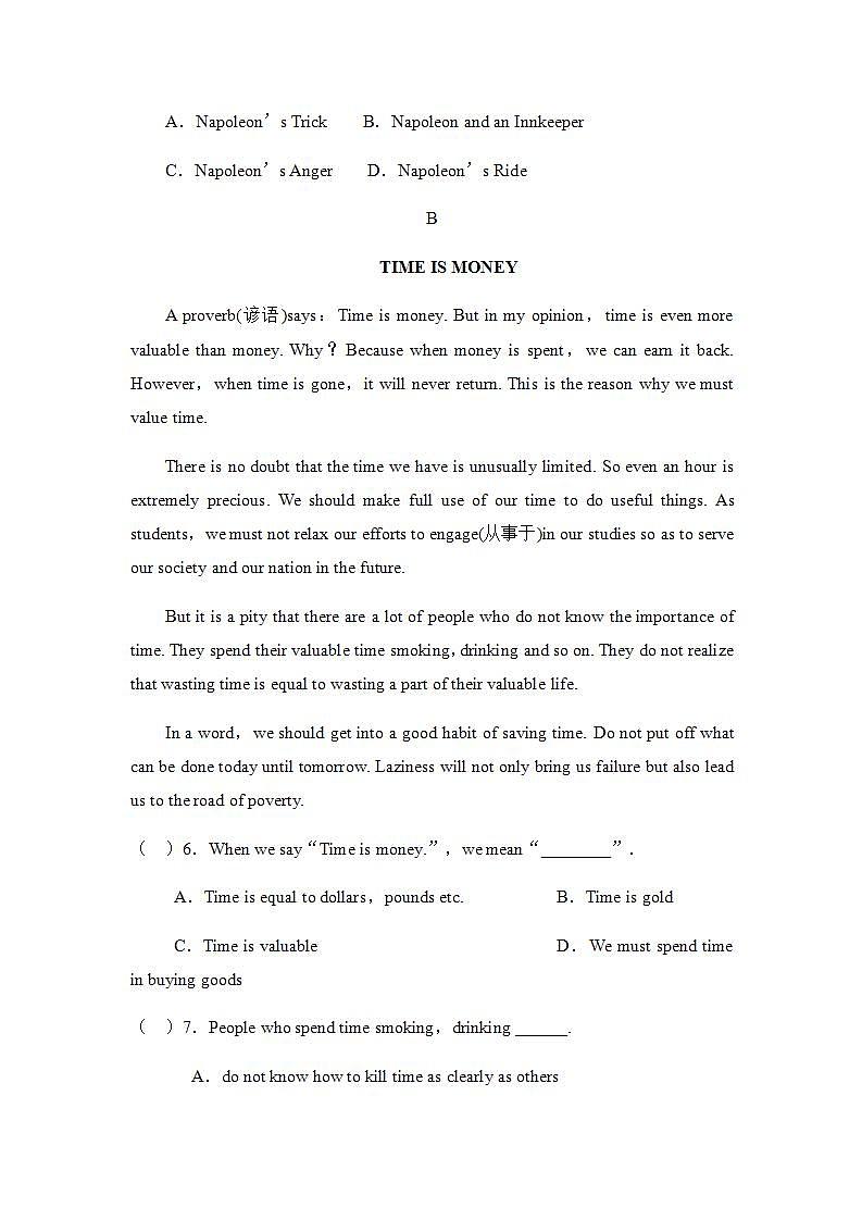 高中英语人教版必修一 Unit 2 English Around the World Learning about language课时作业1 练习03