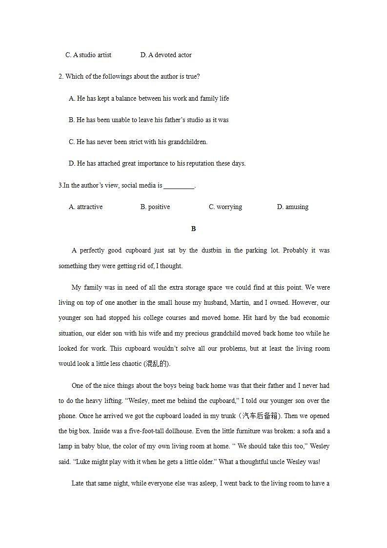 高中英语人教版必修一 Unit 5 Nelson Mandela-a modern hero Reading课时作业 练习02