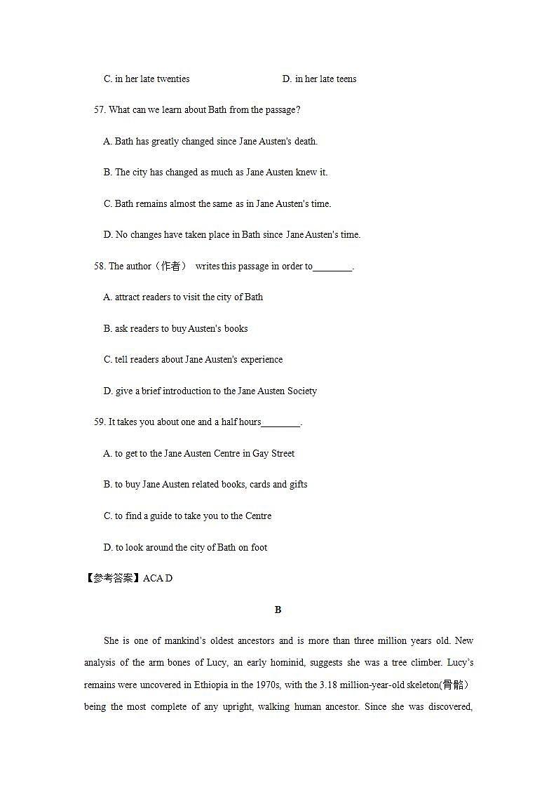 人教版高中英语必修一 Unit 3 Travel journal reading课时作业 练习02