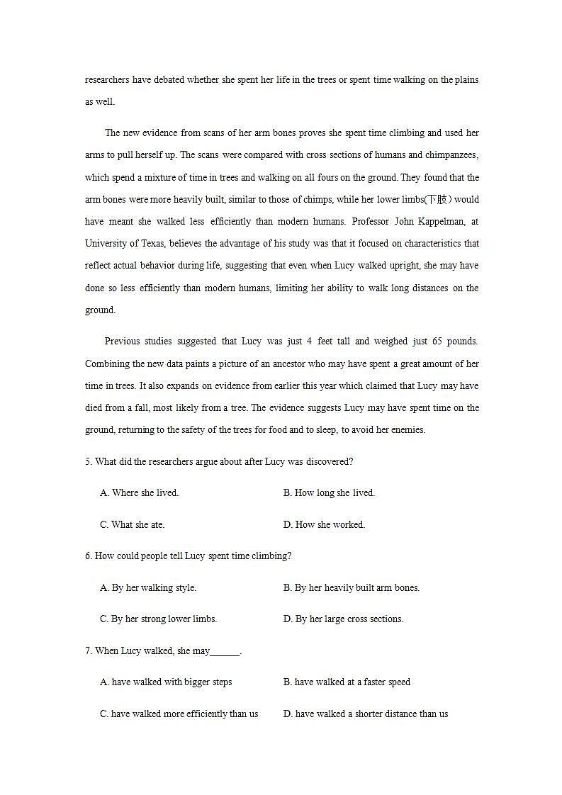 人教版高中英语必修一 Unit 3 Travel journal reading课时作业 练习03