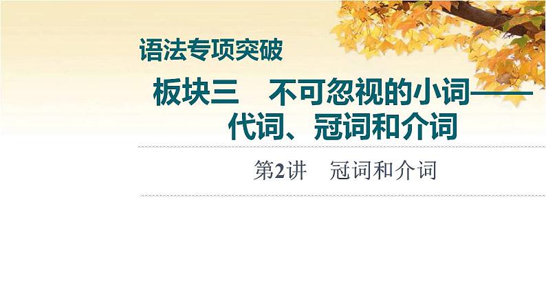 高考英语一轮复习语法专项突破3不可忽视的小词_代词冠词和介词第2讲冠词和介词课件外研版01