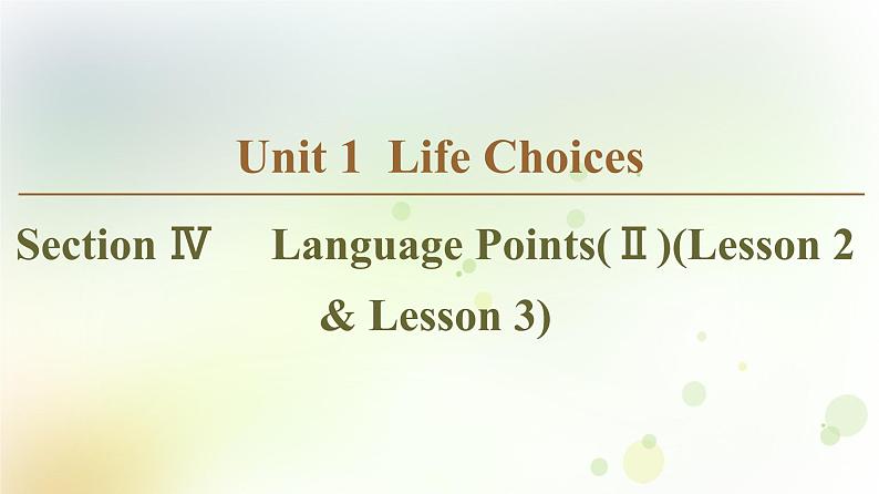 北师大版高中英语必修1课件 Unit 1 Section Ⅳ Language Points(Ⅱ)(Lesson 2 & Lesson 3)01