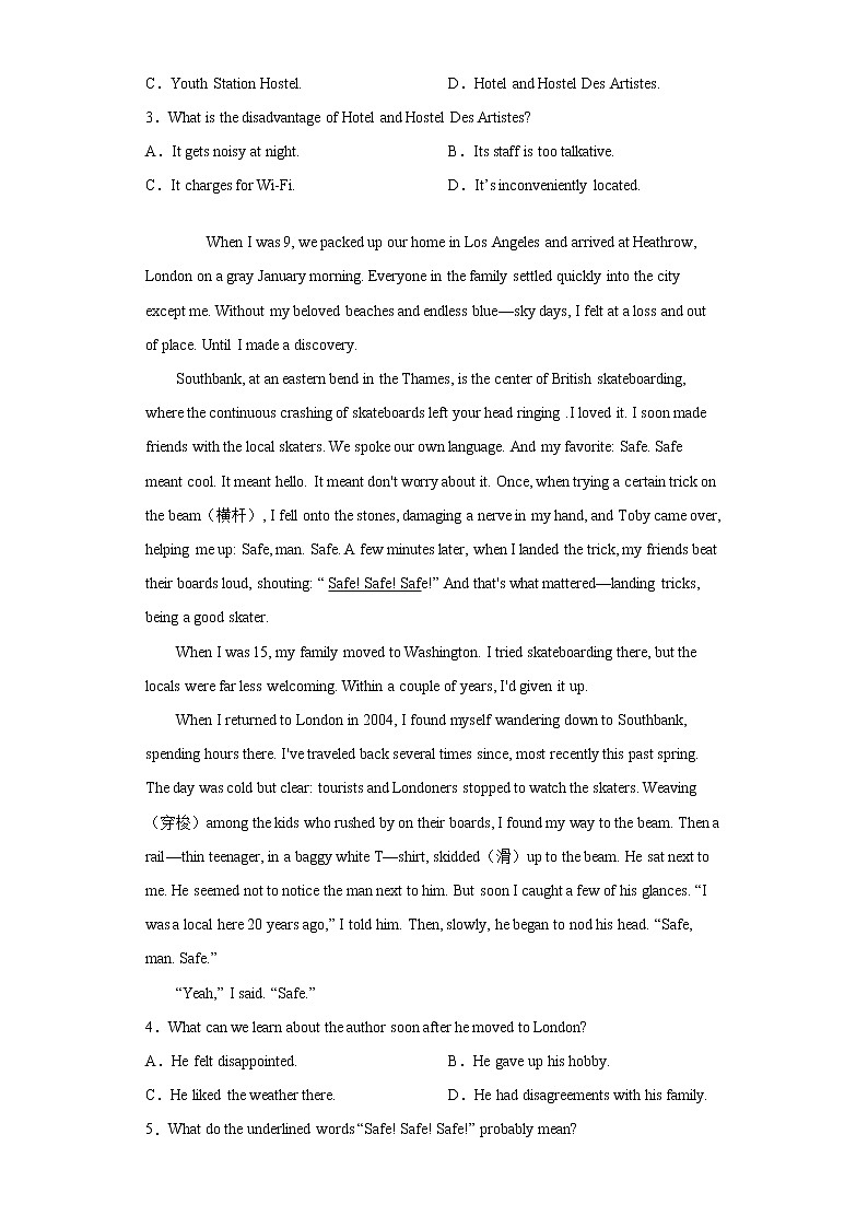 重庆市渝中区2021-2022学年高三上学期10月月考英语试题(word版含答案)第2页