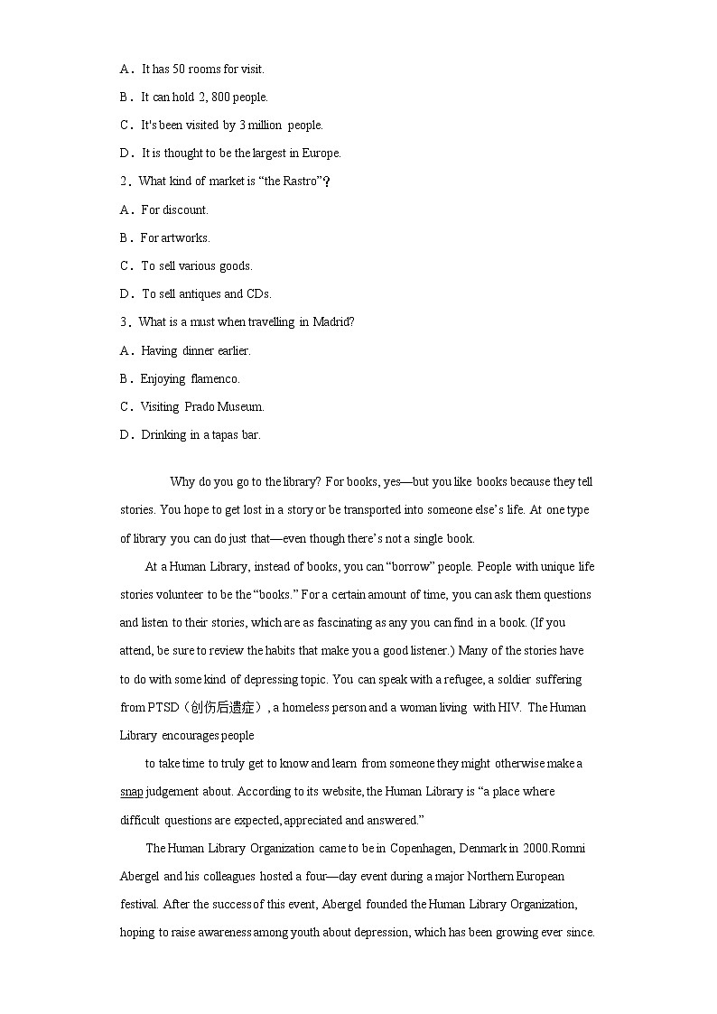 江苏省泗阳县2021-2022学年高二第一次质量调研英语试题(word版含答案)02