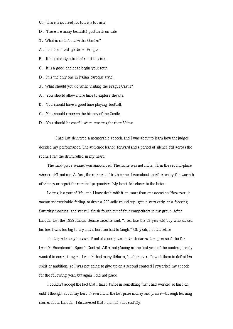 重庆市江北区2021-2022学年高三上学期10月月考英语试题(word版含答案)第2页