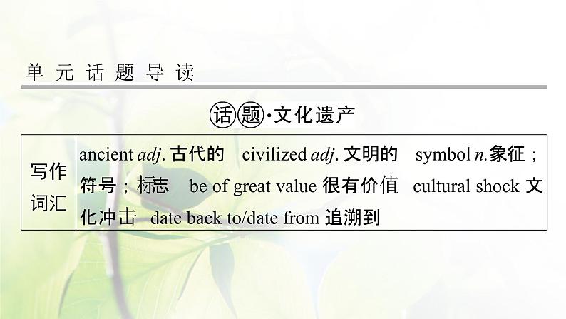 高考英语一轮总复习模块知识必修2Unit1Culturalrelics课件新人教版02