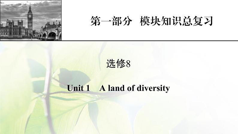 高考英语一轮总复习模块知识选修8Unit1Alandofdiversity课件新人教版01