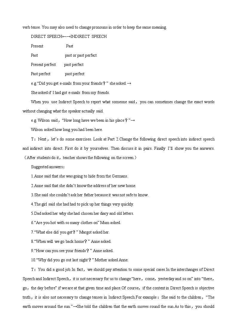 高中英语人教版必修1： Unit1Friendship Grammar （系列一） Word版教案03