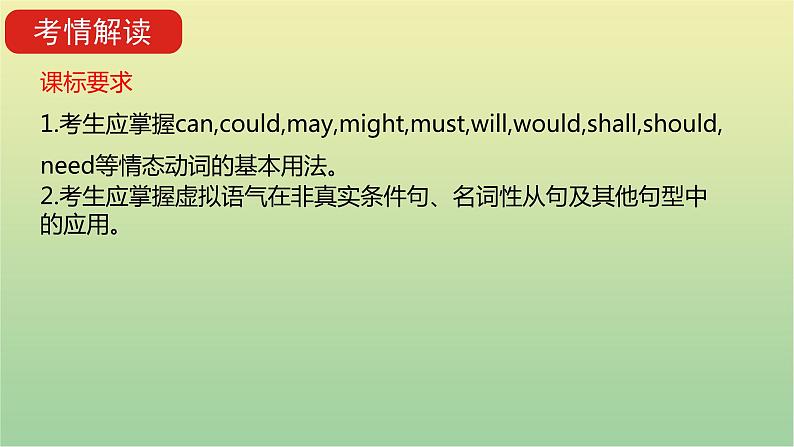 高考英语一轮复习语法知识贯通专题十情态动词和虚拟语气课件第3页