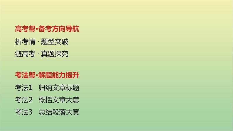 高考英语一轮复习题型突破一阅读理解2主旨大意题课件第2页