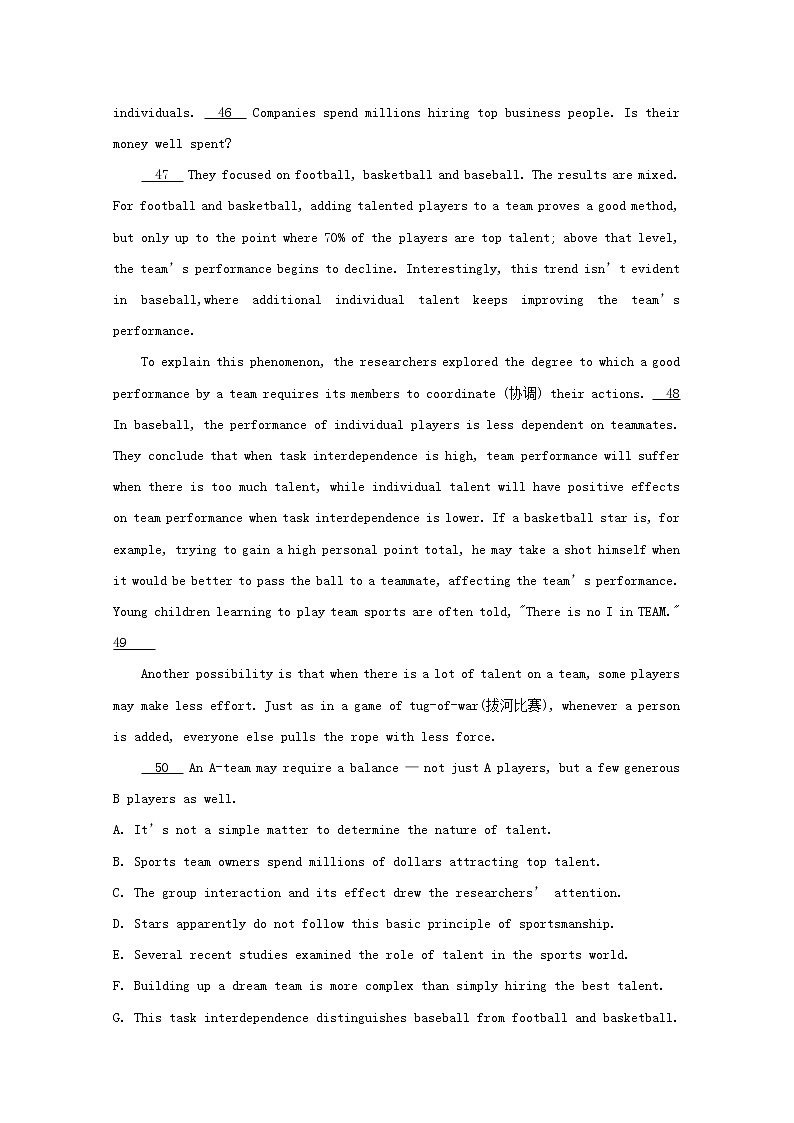 高考英语一轮复习高考题型突破题型二七选五训练1含解析第3页