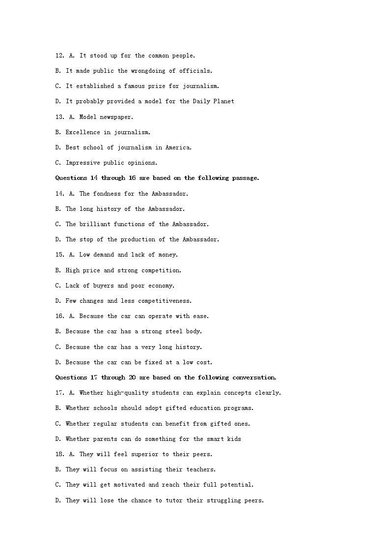 上海市嘉定区2020届高三二模考试英语试题+Word版含解析第3页