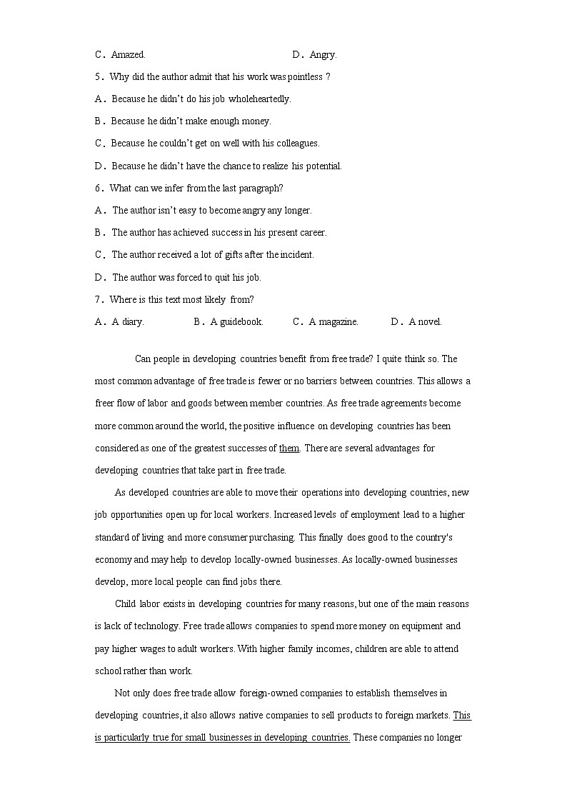 广西玉林市2022届高三上学期10月月考英语试题（word版 含答案）03