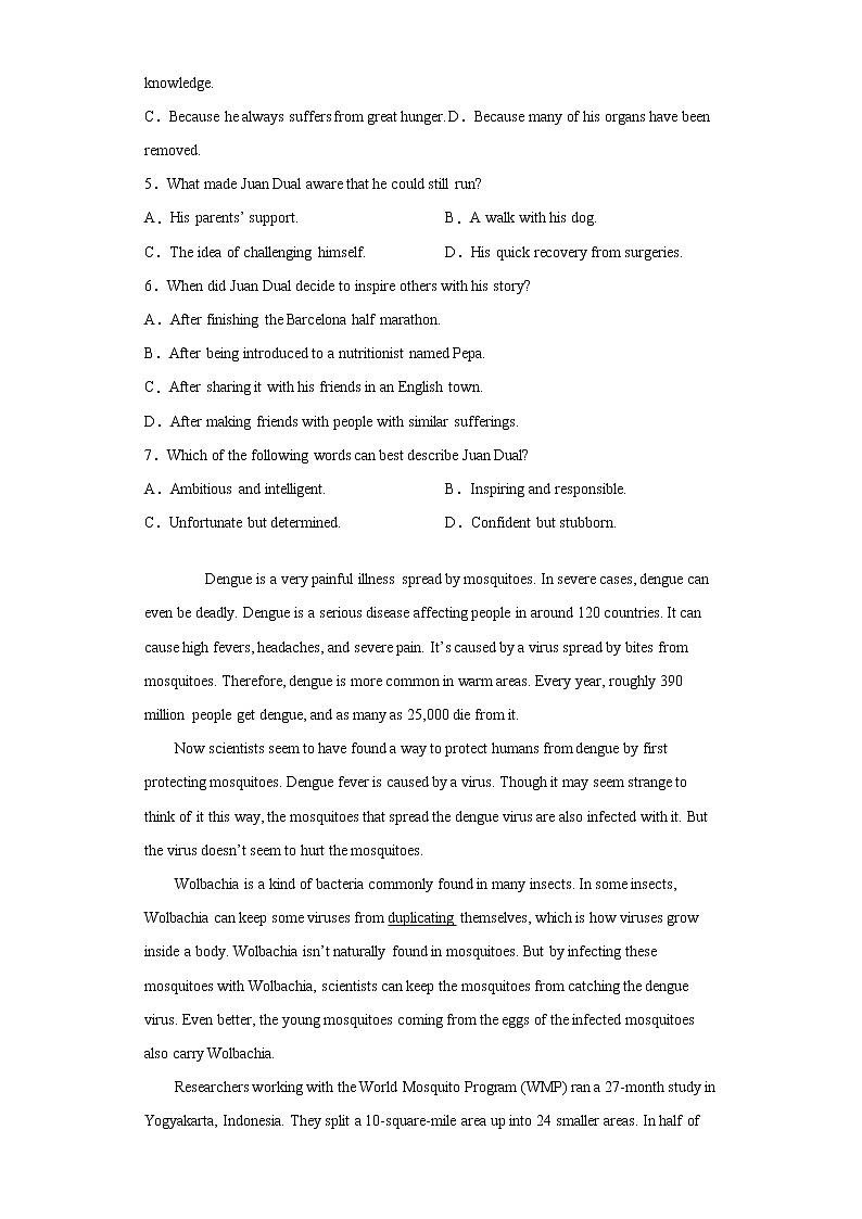河南省洛阳市2021-2022学年高中毕业班上学期阶段性测试（二）英语试题（word版 含答案）第3页