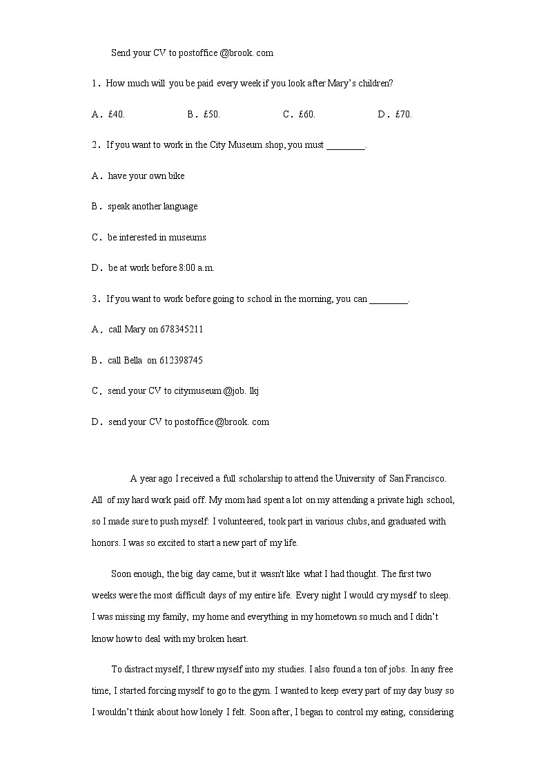 内蒙古通辽市2021-2022学年高一上学期10月月考英语试题 含答案02