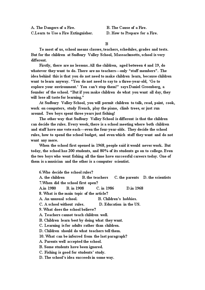 辽宁省阜新市第二高级中学2021-2022学年高一上学期第一次月考英语试题 含答案02