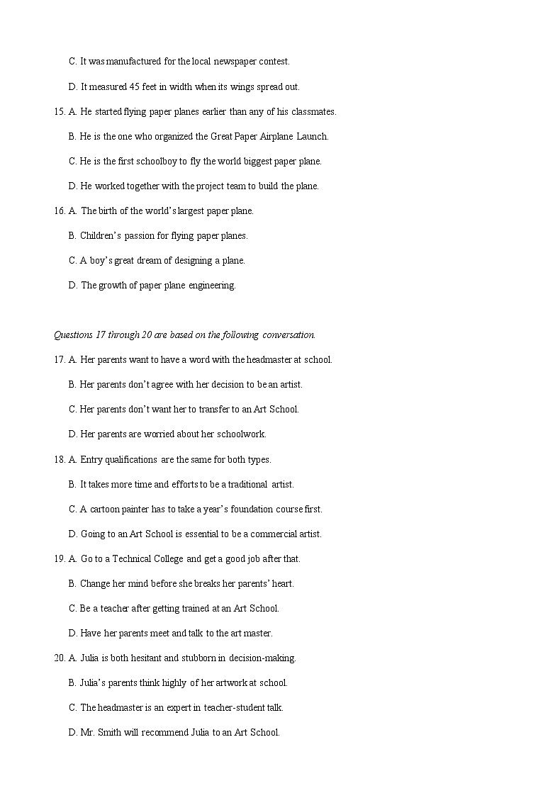 2021届青浦区高三英语一模试卷第3页