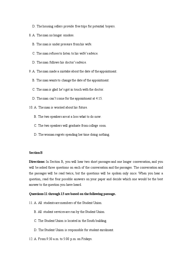 2019-2020学年向明中学高三上英语九月考试练习题02