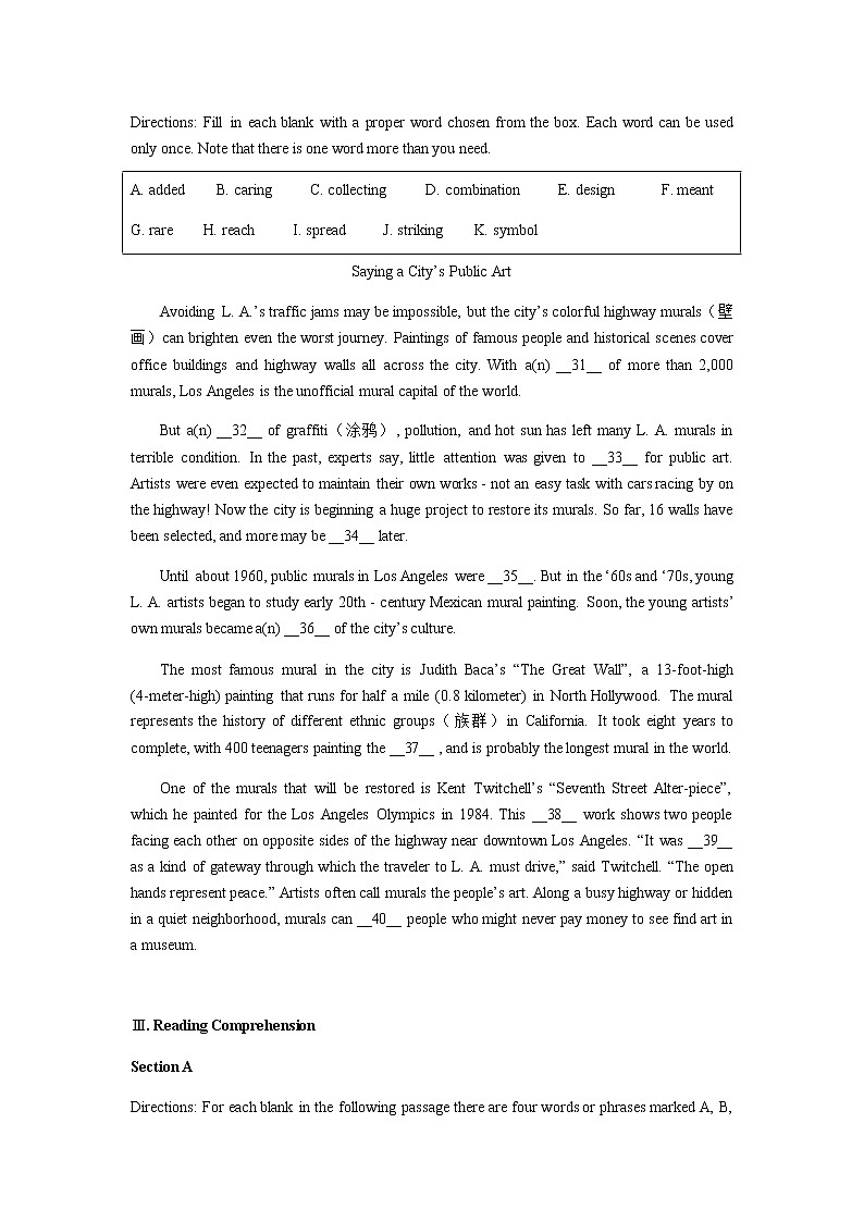 2020-2021学年复旦附中高三下英语周测02