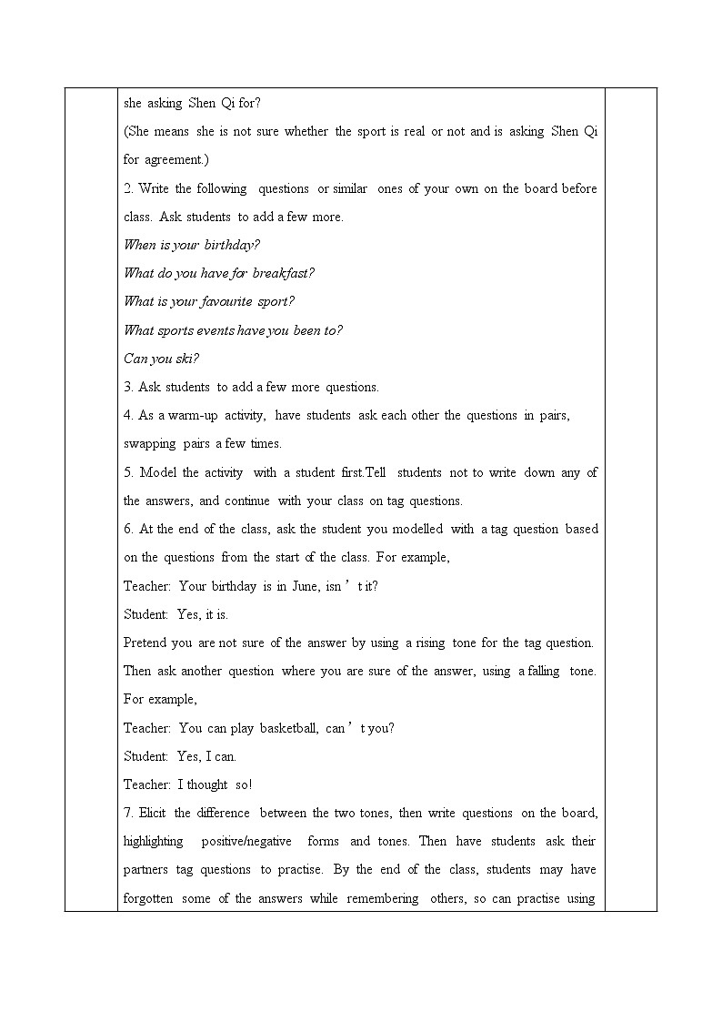 2020-2021学年新人教版高一英语必修一精品教学：Unit 3 Sports and fitness  Period 3 Discovering Useful Structures  教案02