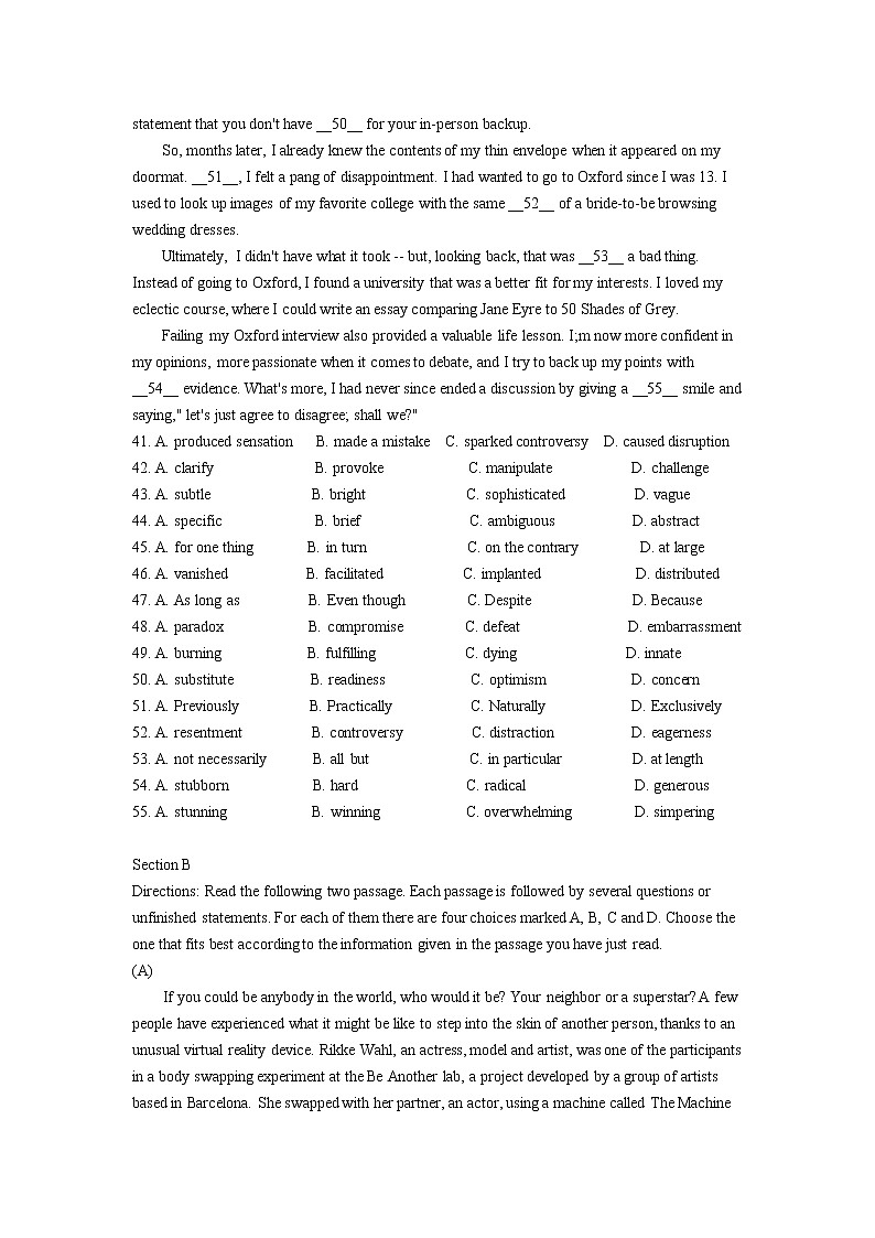 2020-2021学年上海上师大附中高三上英语期中考试卷（含答案）第3页