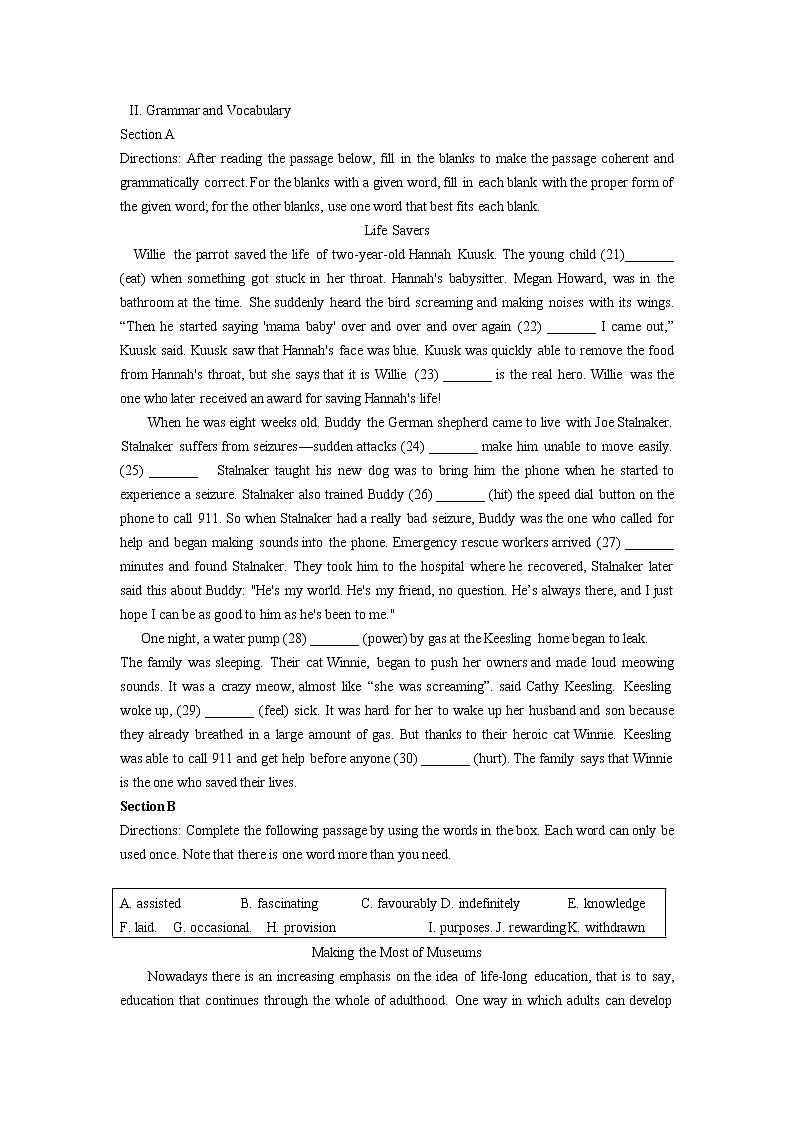 2020-2021学年上海上师大附中高三下英语5月周测卷（含答案）01