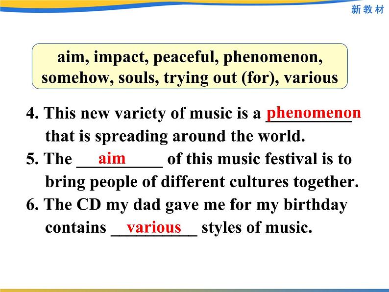 2020-2021学年高中英语 新人教版必修第二册  Unit 5 Music Assessing Your Progress & Project 课件（30张）第8页