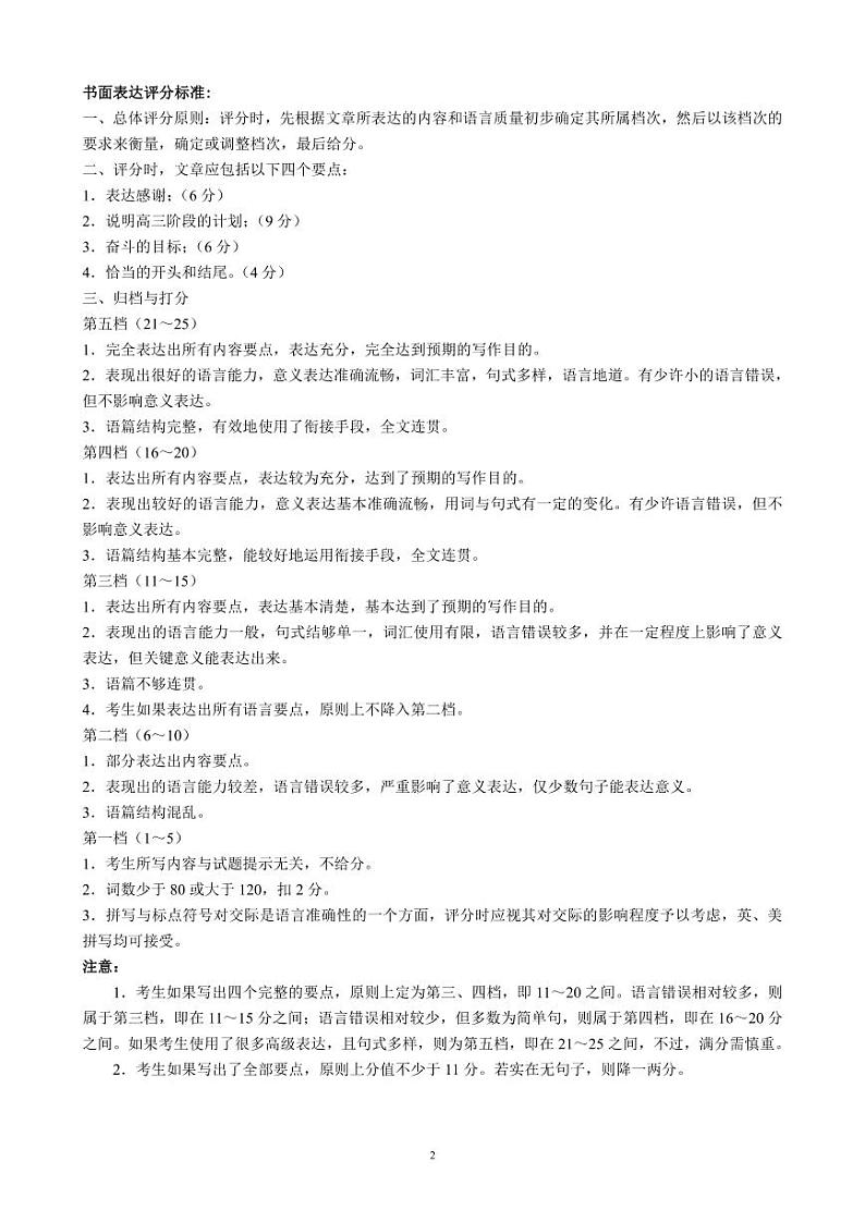 蓉城名校联盟2019级高三第一次联考英语参考答案及评分标准第2页