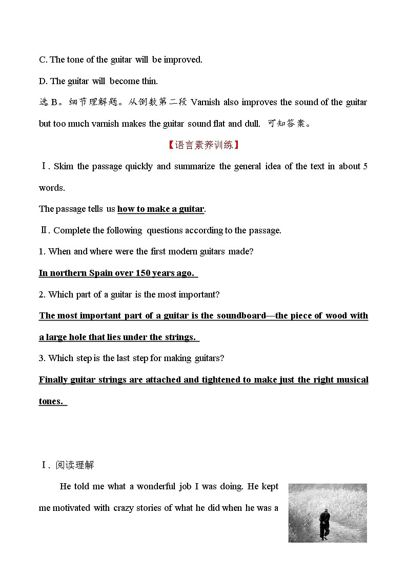 人教版 新课程标准 必修2 Unit 5 Period 1 Warming Up & Reading 课时分层作业 练习03