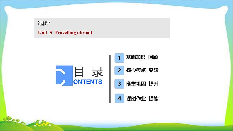 高考英语实用复习话题8选修七Unit5 Travelling abroad课件PPT01