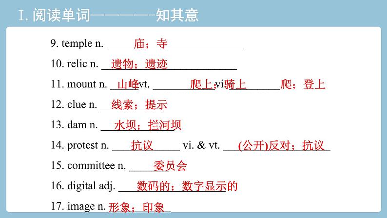 2021-2022学年高中英语新人教版必修第二册 Unit 1 Cultural heritage 教材知识串讲 课件第3页